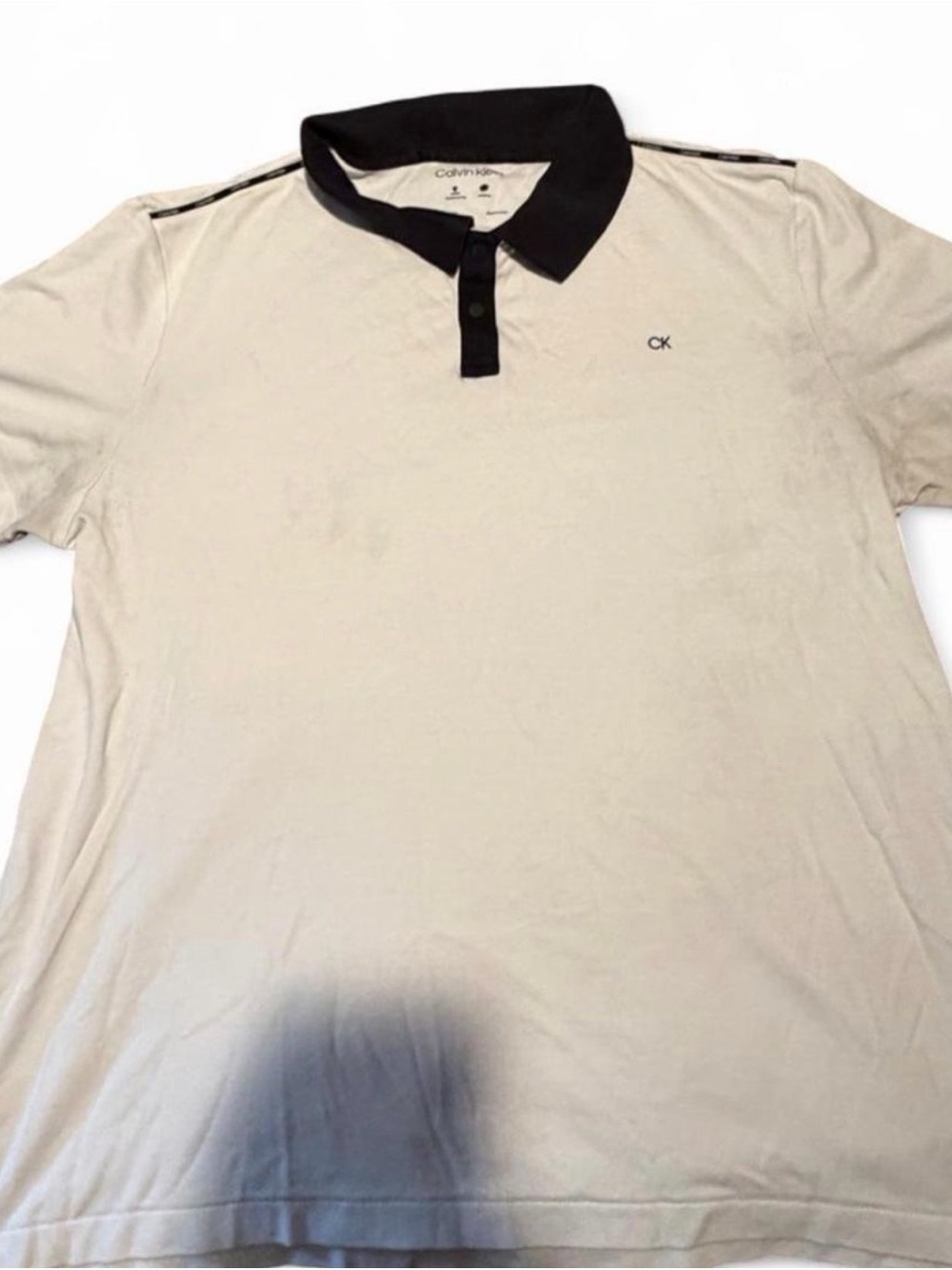 Calvin Klein Men’s Cream Polo with Black Collar